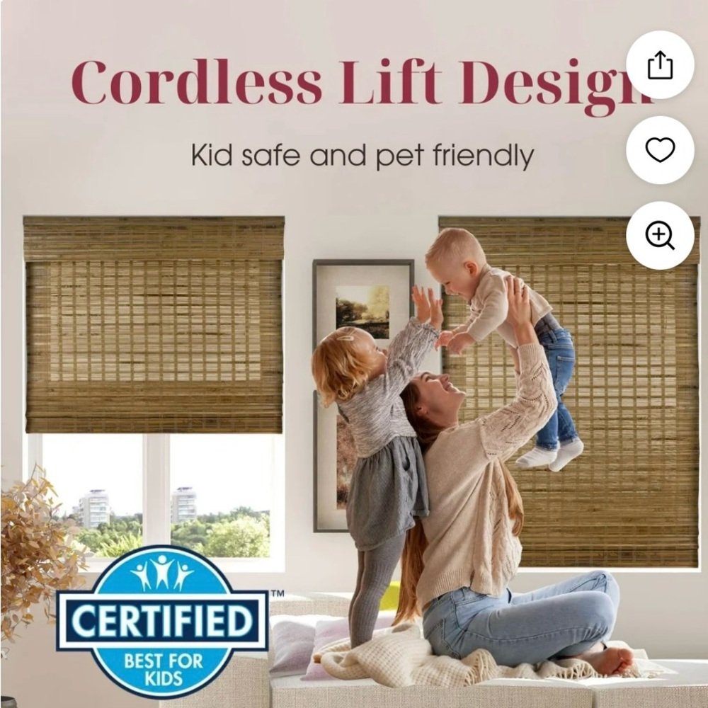 I have 4 34x60 bamboo pull down cordless shades, easy install like new